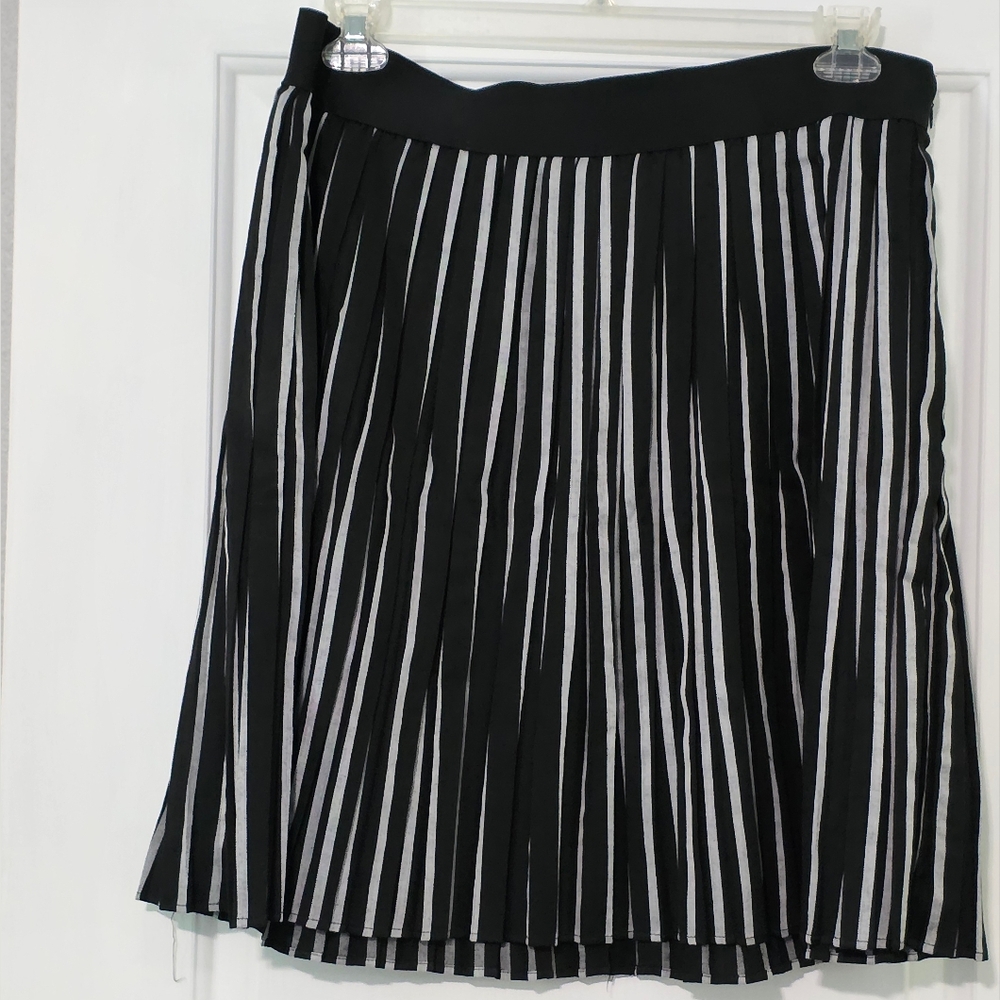 Black and White Striped Women's Skirt